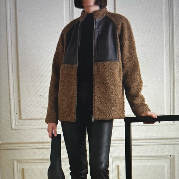 Deadwood Narvik recycled fleece and leather jacket - Picture 6 of 8